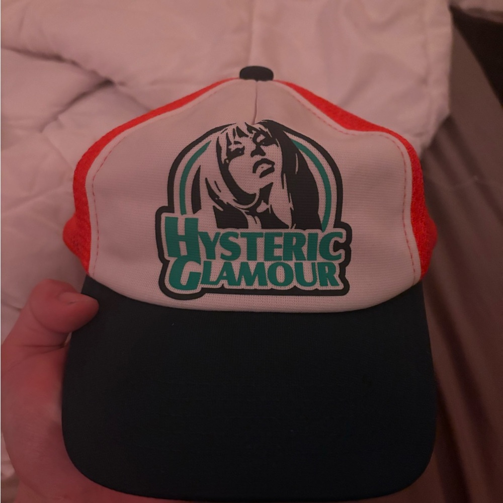 Hysteric Glamour Graphic Trucker Hat - Orange and Navy